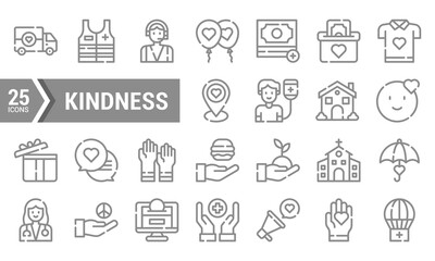 25 Kindness Line Icons for Design Projects