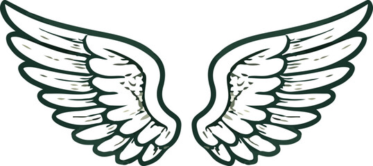 Feather Wings in the form of Angel Bird or Dragon Illustration in Vector Template