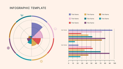Circle Chart Business Infographic Editable Template for Extensive Data Visualization. Simple creative Infographic vector elements, charts, diagrams, steps and options for Business Presentation.