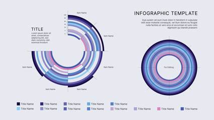 Circle Chart Business Infographic Editable Template for Extensive Data Visualization. Simple creative Infographic vector elements, charts, diagrams, steps and options for Business Presentation.