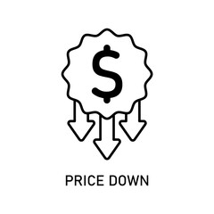 Icon a price down, isolated against a clean background.