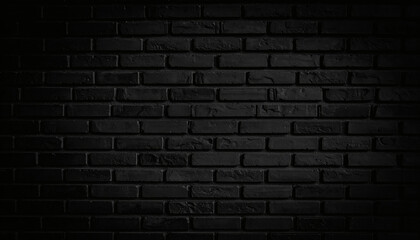 Abstract black brick wall pattern background with blank copy space and black backdrop perfect for design and presentations