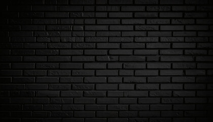 Abstract black brick wall pattern background with blank copy space and black backdrop perfect for design and presentations
