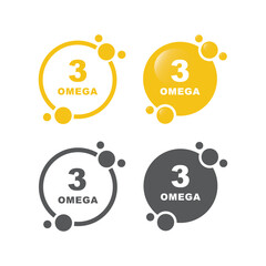 Golden Omega 3 icon. Omega-3 Polyunsaturated fats.