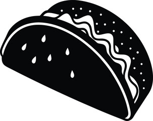 Vector of Vegetarian Taco with Beans Avocado and Corn Silhouette illustration