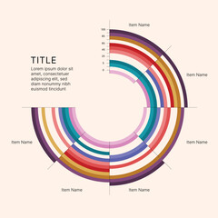 Circle Chart Business Infographic Editable Template for Extensive Data Visualization. Simple creative Infographic vector elements, charts, diagrams, steps and options for Business Presentation.