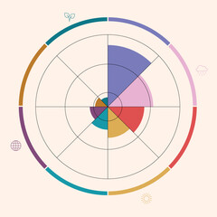 Circle Chart Business Infographic Editable Template for Extensive Data Visualization. Simple creative Infographic vector elements, charts, diagrams, steps and options for Business Presentation.