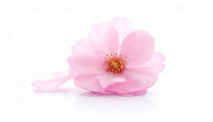 Pink Single Flower Isolated on White Background Vibrant Floral Closeup Natural Beauty