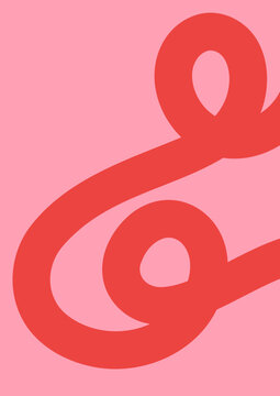  Illustration of a Psychedelic Playful Wavy Swirl Red Line on Pink Background Abstract Art Template Music Party Summer Poster template