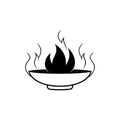 fire pit with flames on white background 