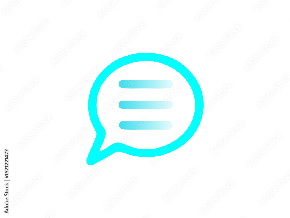 Poster the image depicts a light blue speech bubble icon with three horizontal lines inside it, representin