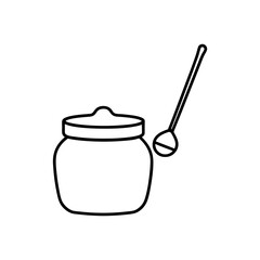 honey jar with dipper on white background  .svg