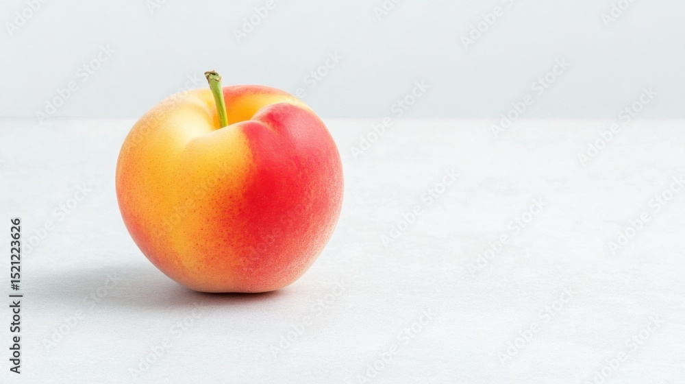 Poster Fresh apricot sitting on a table in a calm studio setting