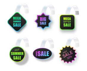 Wobblers Supermarket promotional isolated on background.Special offer price tag. Realistic wobbler template for shelf advertising. Sale or discount label with ad text. Vector