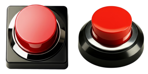 PNG Two vibrant red circular buttons with black borders.