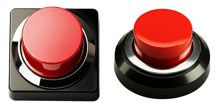 PNG Two vibrant red circular buttons with black borders.