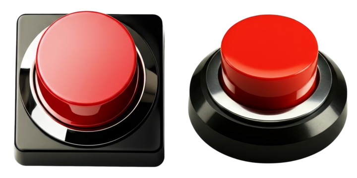 PNG Two vibrant red circular buttons with black borders.
