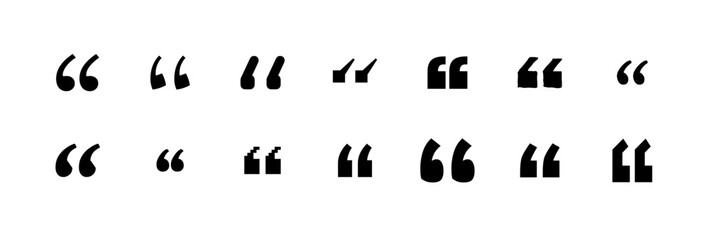 Set of quote mark. Quotes icon vector set. Quotemarks outline, speech marks, inverted commas or talking marks collection. Talk bubble speech icon. Black quotes icon. Vector illustration.