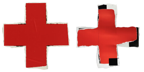 PNG Two overlapping red plus signs create a dynamic collage on a transparent background.