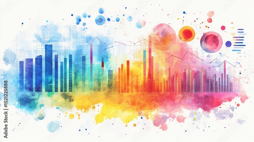 Fototapete colorful abstract data visualizations with charts and graphs