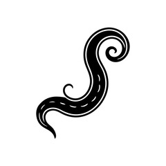 tentacle curling on white background  