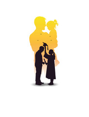 Father and Daughter Silhouette with Childhood and Graduation Reflection