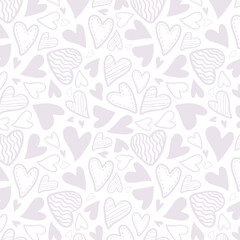 Cute hand drawn hearts seamless pattern, lovely romantic background, great for Birthday , Mother's Day, textiles, wallpapers, banners - vector design