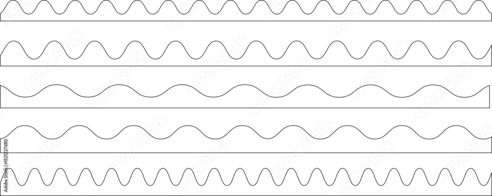 Poster scalloped edge shapes vector set. simple scalloped border. stripe, tape collection isolated on white