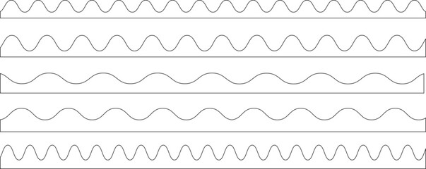 Scalloped edge shapes vector set. Simple scalloped border. stripe, tape collection isolated on white