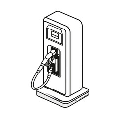 Gas station pump illustration for automotive industry and transportation concept
