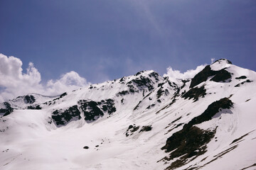 snow covered mountains in winter