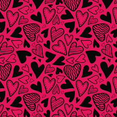 Cute hand drawn hearts seamless pattern, lovely romantic background, great for Birthday , Mother's Day, textiles, wallpapers, banners - vector design