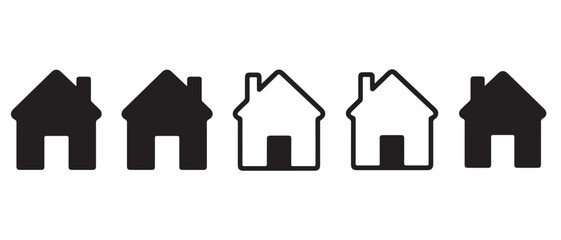 House icon silhouette set of five illustration
