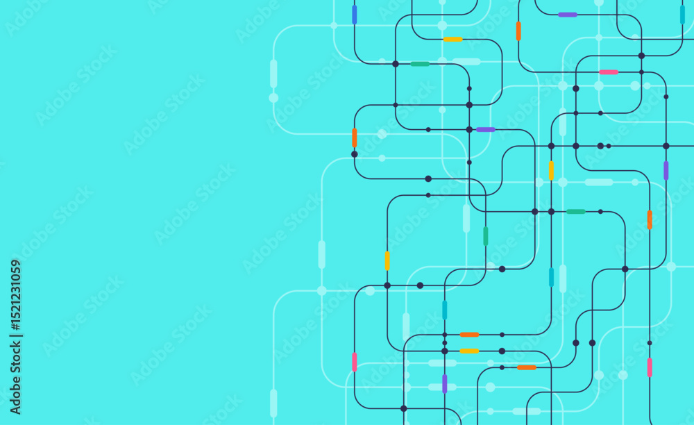 Poster circuit connect lines and dots. network technology and connection concept. decentralized network nod