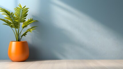 Fototapeta premium Minimalist home workspace with natural light and plant decor