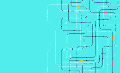 Circuit connect lines and dots. Network technology and Connection concept. Decentralized network nodes connections