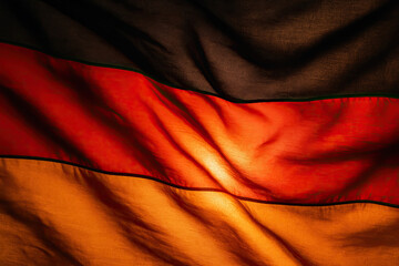 German Flag Fabric Macro with Sunlit Ripples