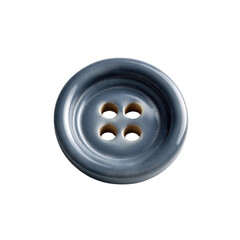 A close-up view of a four-hole button on a white isolated background. The button features a glossy finish with a classic design, suitable for various sewing projects.