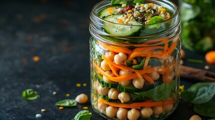 Colorful Chickpea Salad in a Jar