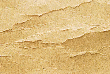 Brown grunge recycled wrinkled paper with ripped edges
