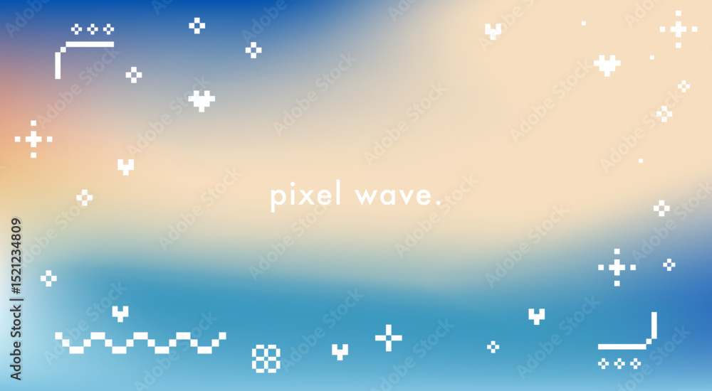 Aufkleber abstract seaside gradient background with pixel wave and pixelated sparkle elements. blurred sea wav