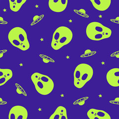 Cute alien face pattern background vector design