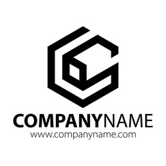 Logo géométrique hexagonal moderne cube 3D lettres stylisées