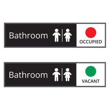 Vacant or occupied bathroom slider signs on white background