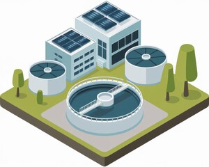 Isometric wastewater treatment plant for environmental conservation technology