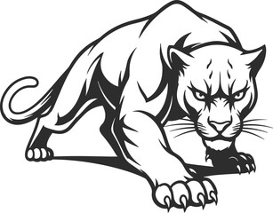 Black panther icon, puma or panther ready to attack