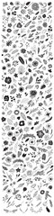 Hand-drawn vector line drawing illustrations of plants and flowers