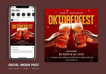 Cheers To Oktoberfest Beer Party, Editable Social Media Post.
