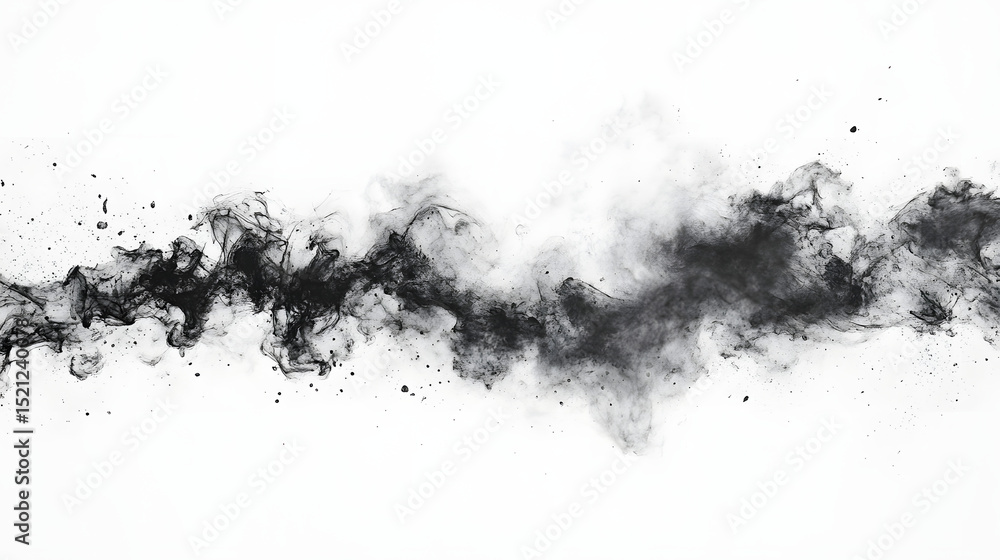 Poster artistic viewpoint dynamic abstract ink splash design on pure white background in minimalist style