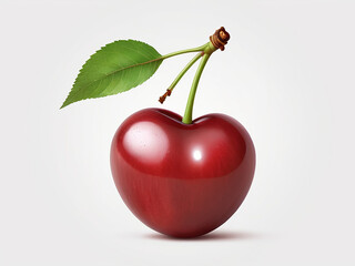 Red cherry with leaf.